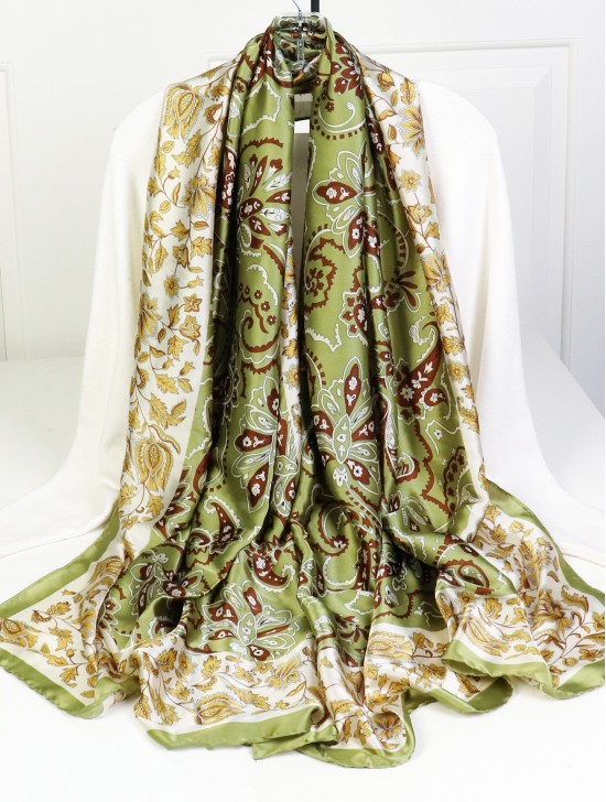 Premium Silk Feeling Spring Print Scarf